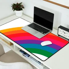 Society6 Retro Bright Rainbow Left Side tapis de bureau