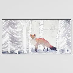 Society6 Fox Fox Fox tapis de bureau renard forêt hiver