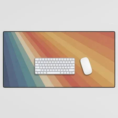 Society6 Retro 70s Sunrays tapis de bureau orange