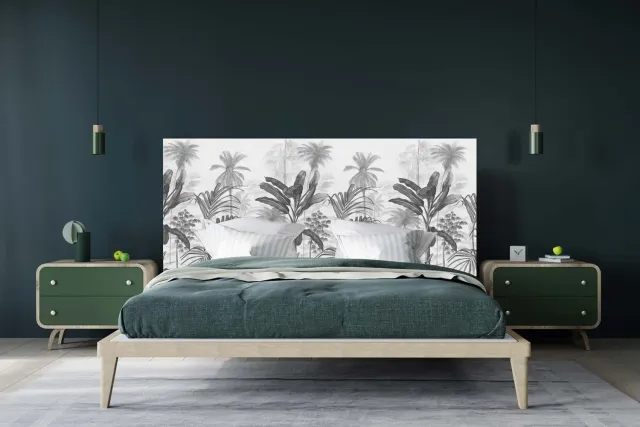 Mademoiselle Tiss Jardin Tropical tête de lit noir blanc