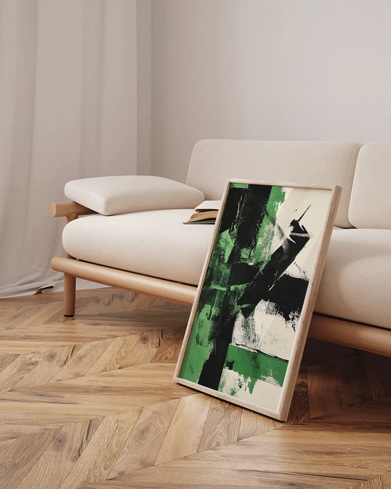 Any Image Liv Corday Green & Black Abstract Art affiche encadrée
