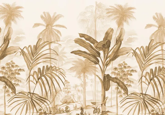 Mademoiselle Tiss Jardin Tropical tête de lit tissu chêne doré