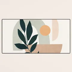 Society6 Soft Shapes IV tapis de bureau feuilles vertes