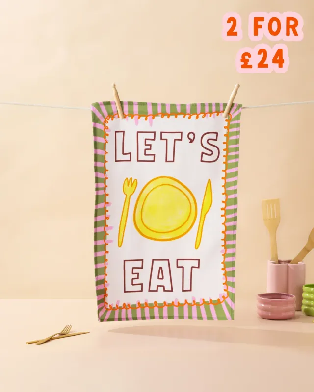 Maddison Ball Let's Eat torchon coton 68x45 cm
