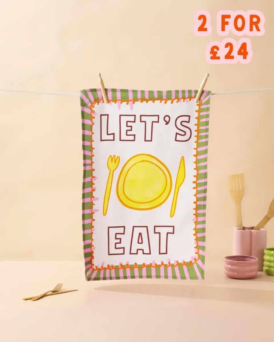 Maddison Ball Let's Eat torchon coton 68x45 cm
