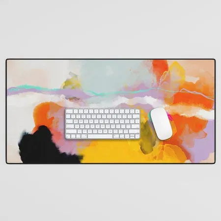 Society6 Yellow Blush Abstract tapis de bureau aquarelle jaune