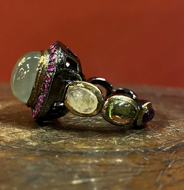 Galerie Kara bague argent rhodié multi-pierres labradorite