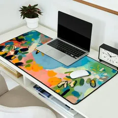 Society6 garden with sea view and olive tree tapis de bureau aquarelle