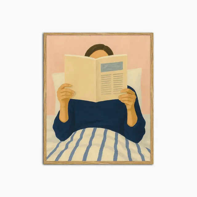 Any Image Reading in Calm tableau encadré tons doux