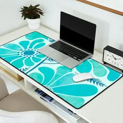 Society6 Himalayan Blue Poppies Floral tapis de bureau turquoise