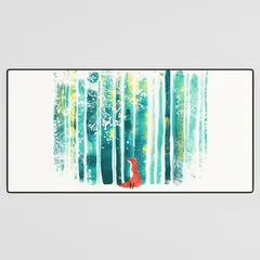 Society6 Fox in quiet forest tapis de bureau renard
