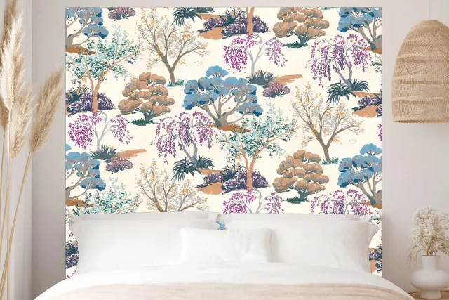 Mademoiselle Tiss Jardin Japonais tête de lit tissu zen