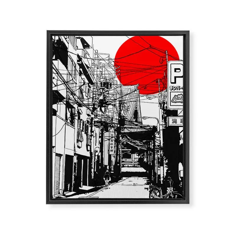 Society6 Tokyo street sunrise toile encadrée urbaine