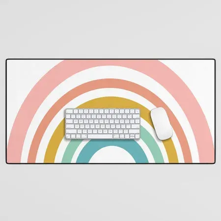 Society6 Simple Happy Rainbow Art tapis de bureau arc-en-ciel