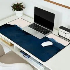 Society6 Abstract Blue Beige Indigo tapis de bureau bicolore
