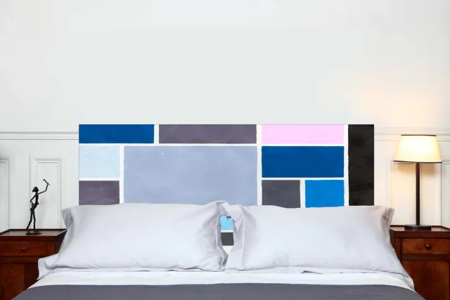 Mademoiselle Tiss Poudrées Bleue tête de lit tissu effet poudré