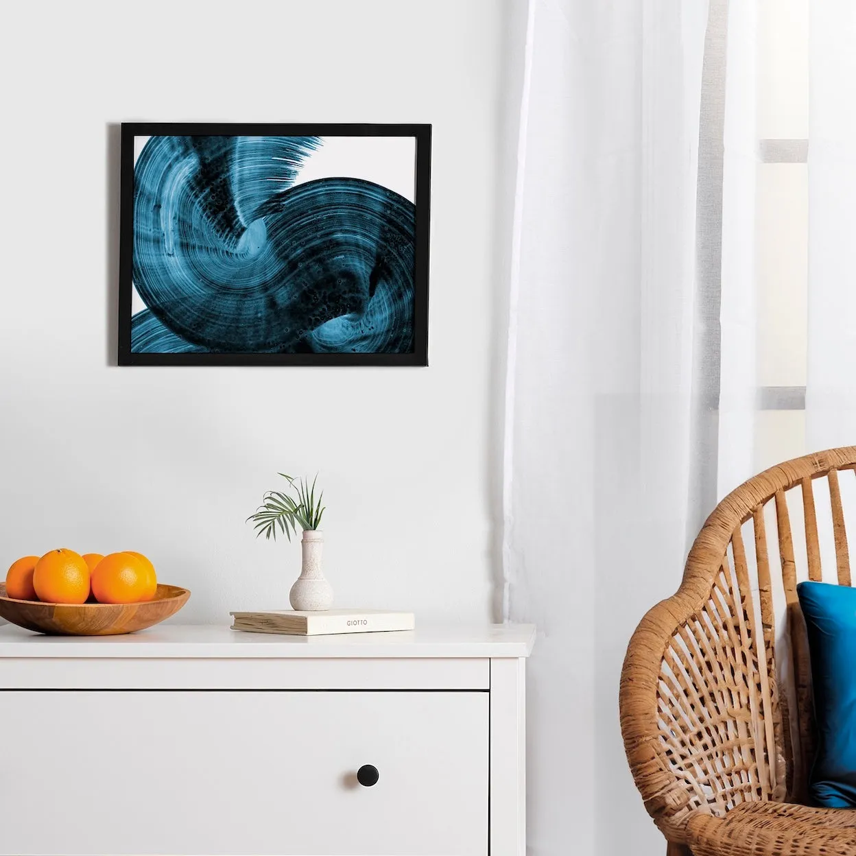 Society6 Brushed Abstract affiche encadrée 12x16 bleu sarcelle