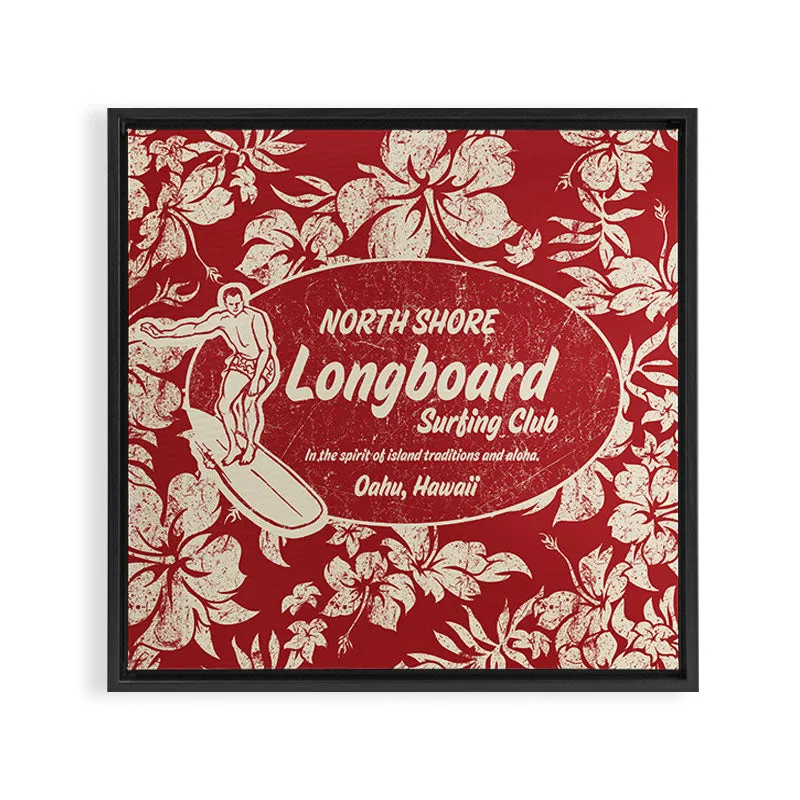 Society6 Club Surfing toile encadrée hibiscus surf