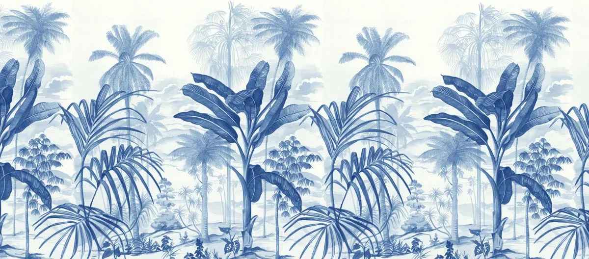 Mademoiselle Tiss Jardin Tropical Bleu tête de lit imprimée