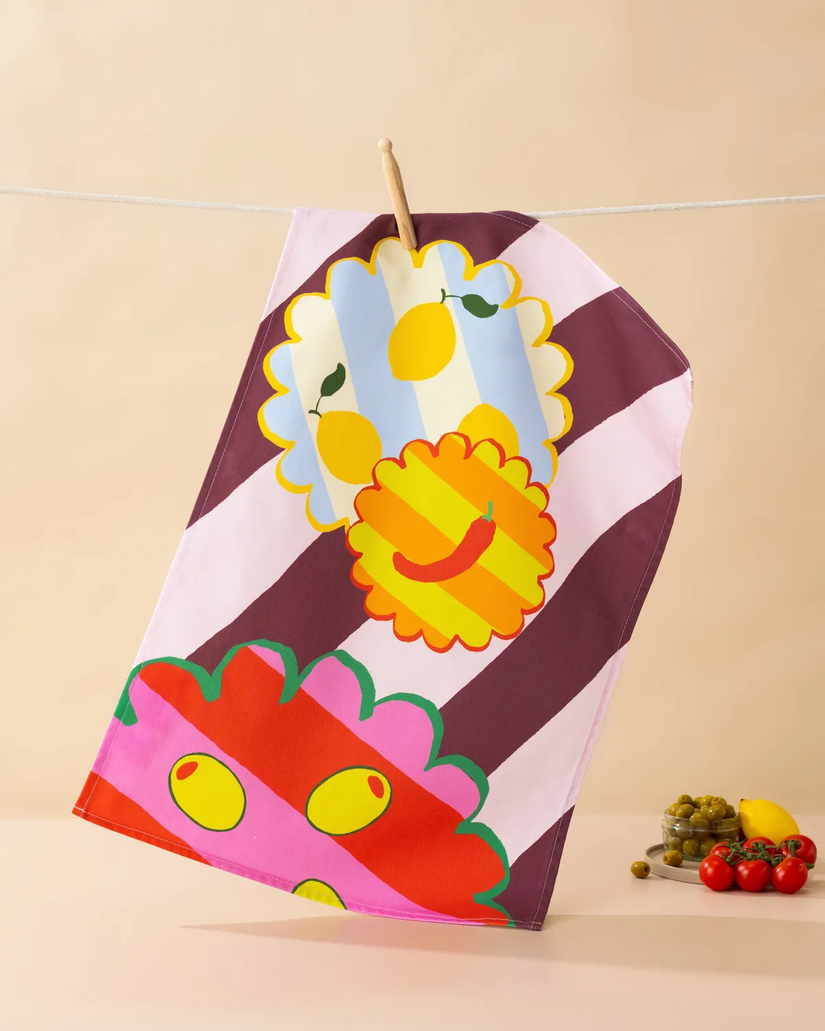 Maddison Ball Olive torchon cuisine coton 68 x 45 cm