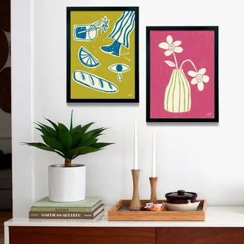 Society6 Mixed Feelings affiche encadrée fleurs rose