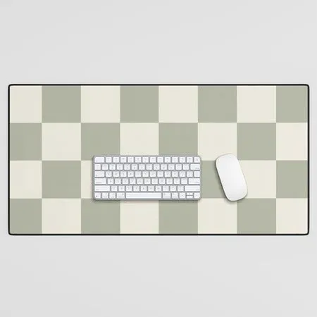 Society6 Checkered Sage Cream tapis de bureau damier vert