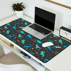 Society6 Dinosaures Espace tapis de bureau bleu