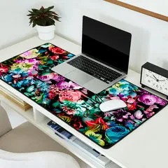 Society6 Multicolor Floral tapis de bureau fleurs