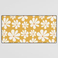 Society6 Retro Daisy Pattern tapis de bureau jaune marguerites