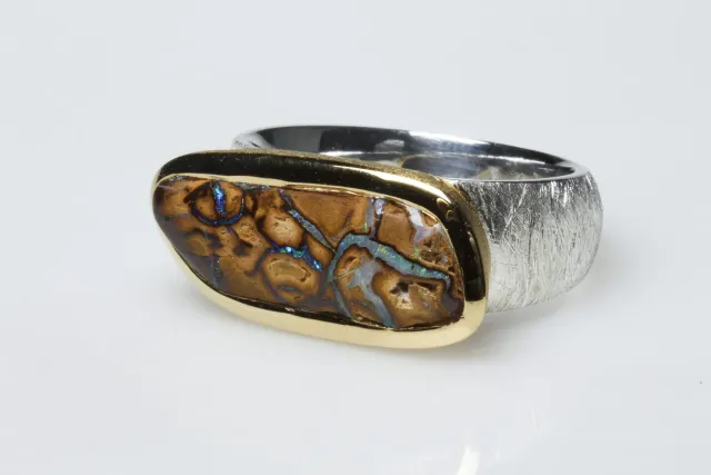 Galerie Kara Bague “Lagune” opale Boulder argent vermeil