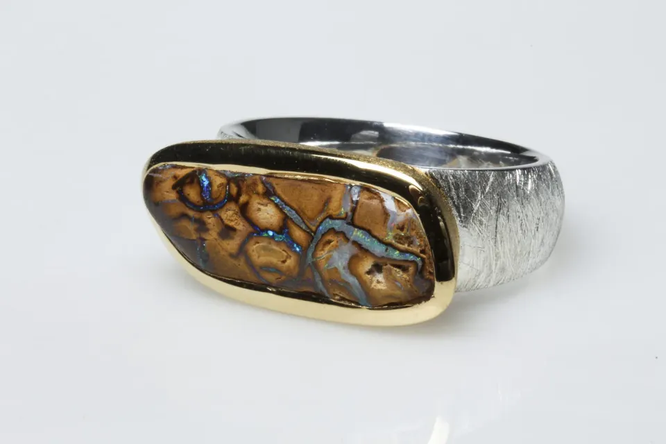 Galerie Kara Bague “Lagune” opale Boulder argent vermeil