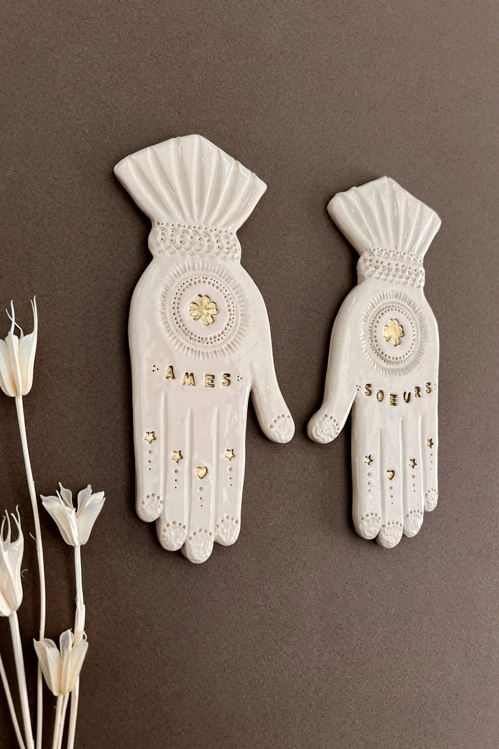 Biankaléone Mains Reliées Âmes Soeurs bijou de mur à partager