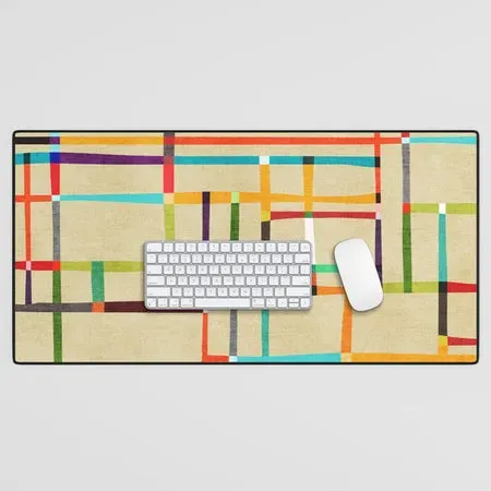 Society6 The map (after Mondrian) tapis de bureau géométrique