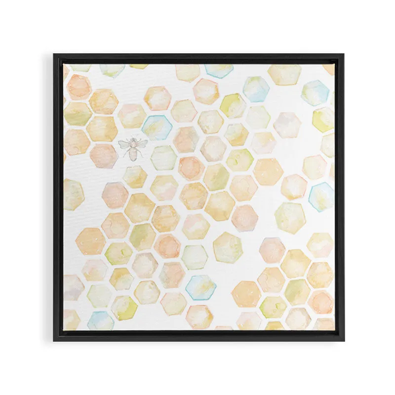 Society6 Bee and honeycomb watercolor tableau sur toile encadré