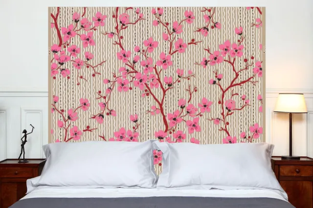 Mademoiselle Tiss Cerisiers tête de lit tissu floral