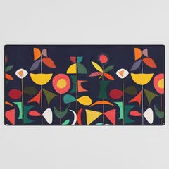 Society6 Klee's Garden tapis de bureau fleurs bleu marine