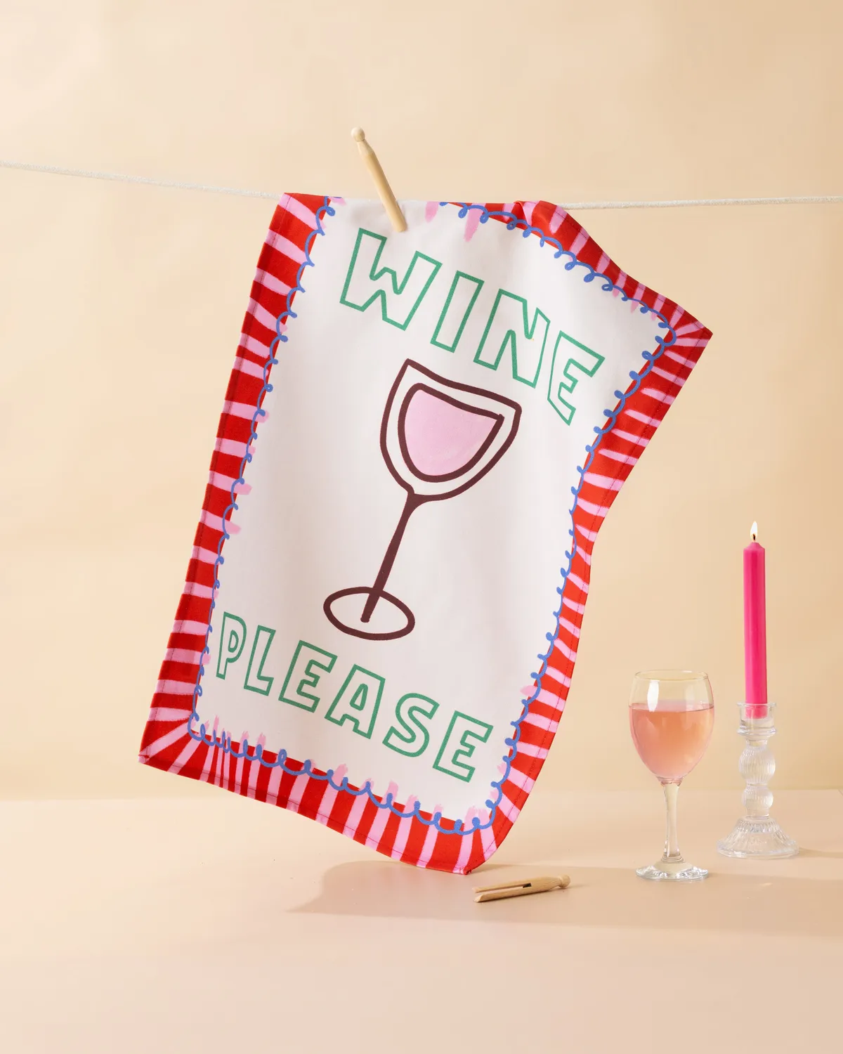 Maddison Ball Wine Please torchon coton 68x45cm