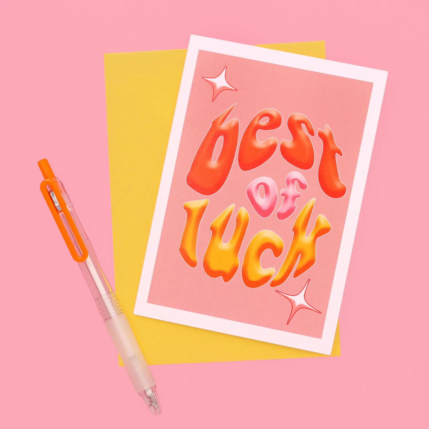 Maddison Ball A6 Best of Luck carte rose et orange