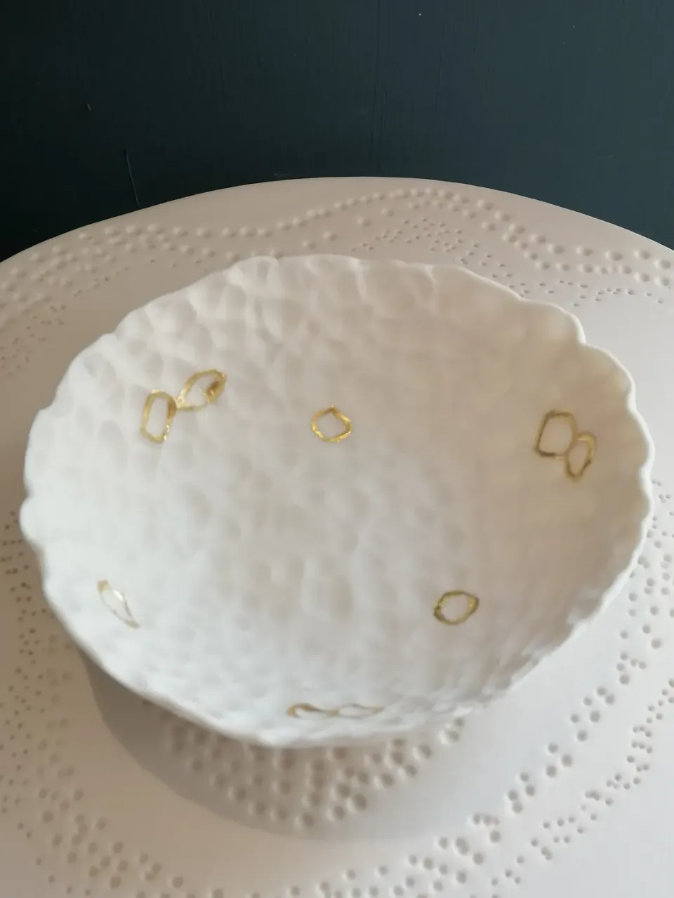 Sandrine Ramona Alliance coupelle porcelaine feuille d'or 11 cm