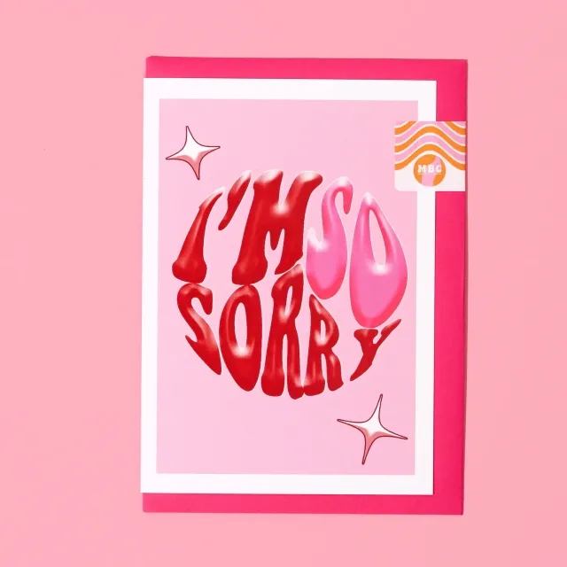 Maddison Ball I'm So Sorry carte A6 rose rouge