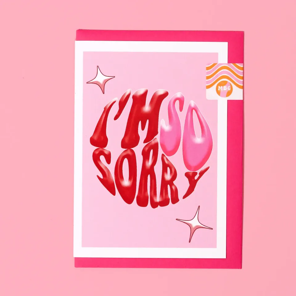 Maddison Ball I'm So Sorry carte A6 rose rouge