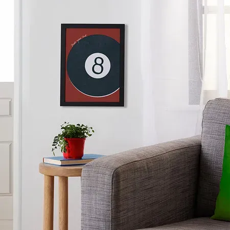 Society6 Magic Eight affiche encadrée chiffre 8 rouge 9x12