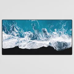 Society6 Waves Iceland tapis de bureau sable noir