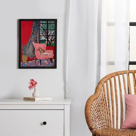 Society6 Matisse-Inspired Napping Ginger Cat affiche encadrée