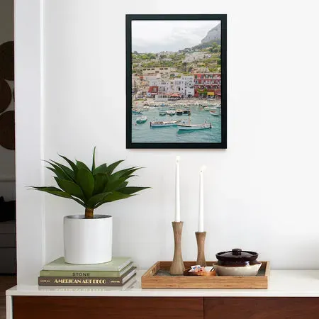Society6 Capri affiche encadrée 12x16 village côtier