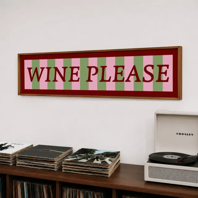 Maddison Ball Wine Please affiche encadrée 60x12 cm panoramique