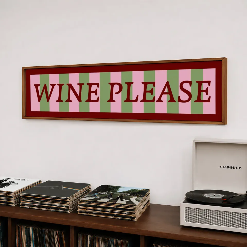 Maddison Ball Wine Please affiche encadrée 60x12 cm panoramique