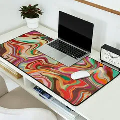 Society6 Colorful Liquid Swirl tapis de bureau tourbillons multicolores