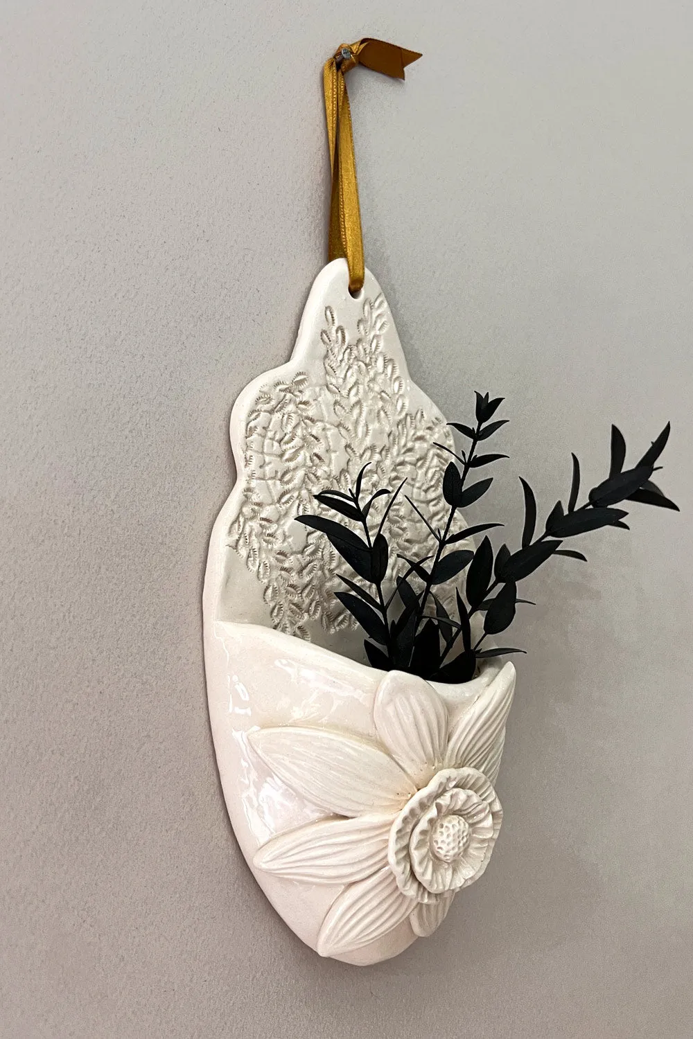 Biankaléone Vase bénitier à la fleur mural 10 x 20 cm
