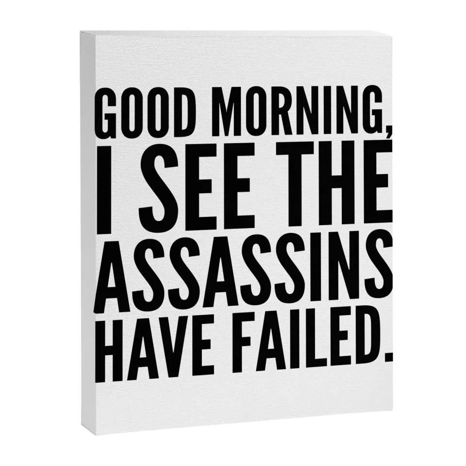 Society6 Good morning assassins toile citation